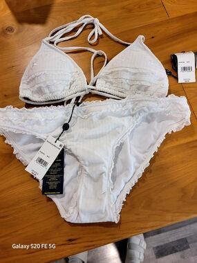 Ralph Lauren White Lace-Trim Bikini Set